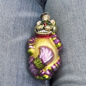 Whimsical Cat Glass Ornament - Purple and Green